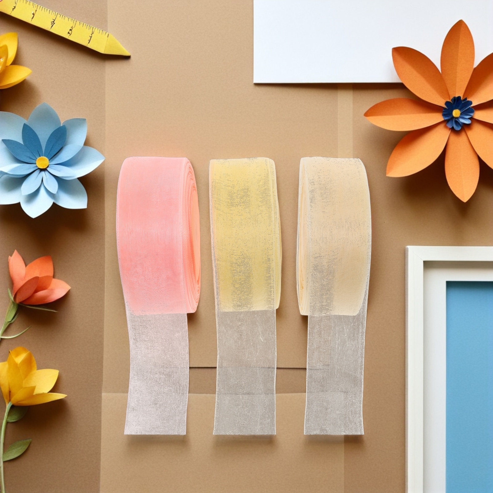 3 Rolos de Fita de Organza Tra - Ribbon Organza Roll avaliação e preço