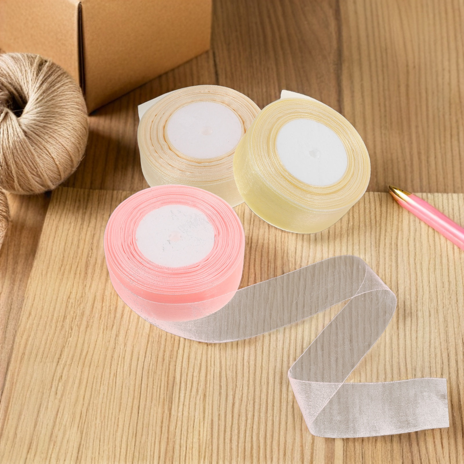3 Rolos de Fita de Organza Tra - Ribbon Organza Roll avaliação e preço